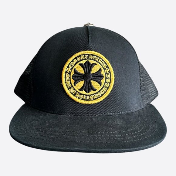 Chrome Hearts Black & Yellow Cross Logo Hat - Picture 1 of 8